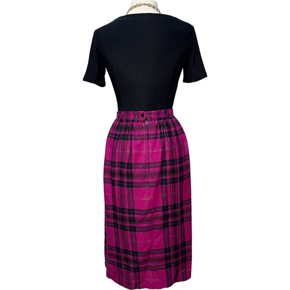 Vintage hot pink and black wool skirt - Picture 4 of 5